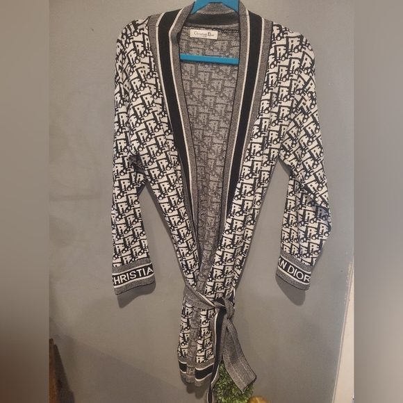 Dior Monogram Black and White Cardigan Belted - Picture 1 of 5